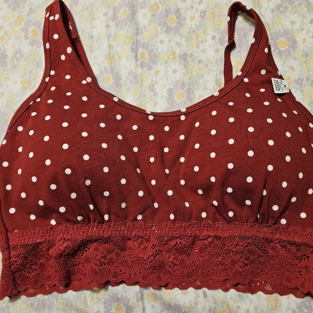 Maurices rust color polka dot bralette size medium